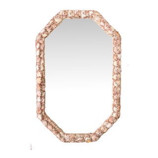 Large Vintage Shell-Encrusted Wall Mirror – Coastal / Hollywood Regency / Organic Modern For Sale