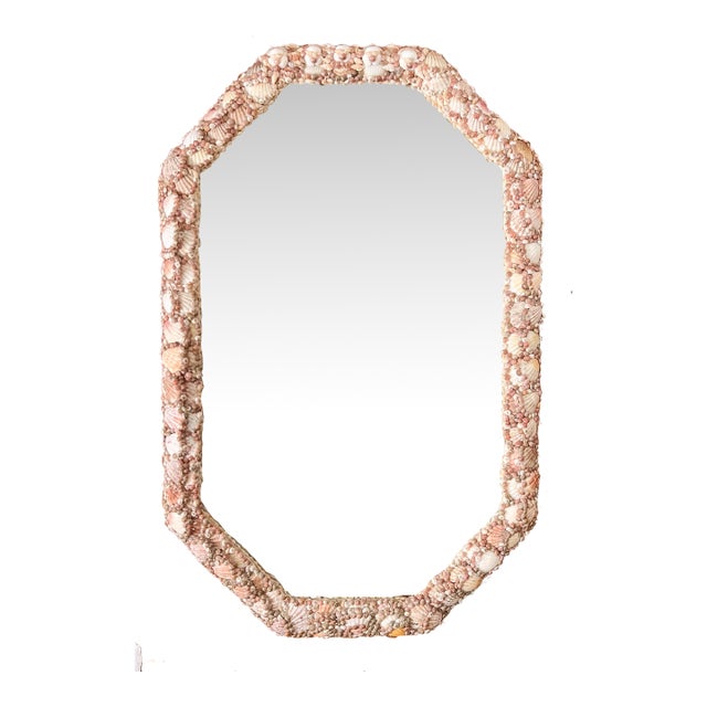 Large Vintage Shell-Encrusted Wall Mirror – Coastal / Hollywood Regency / Organic Modern For Sale