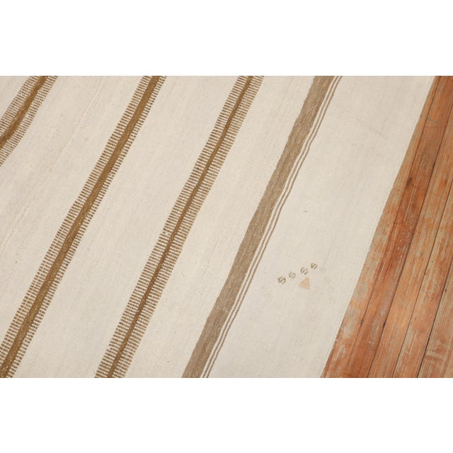 Mid 20th Century Striped Large Vintage Zabihi Collection Turkish Kilim - 10'1" x 14'2" For Sale - Image 5 of 8