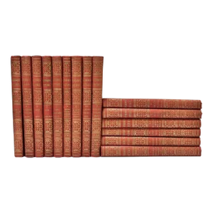 Antique Red Decorative Library Books – John L. Stoddard Set of 15