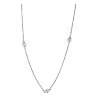 0.26ctw Diamond Station Necklace 14k White Gold 18" by the Yard For Sale