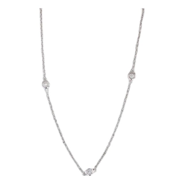 0.26ctw Diamond Station Necklace 14k White Gold 18" by the Yard For Sale