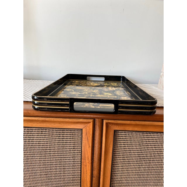 Bespoke Lacquered Fornasetti Style Serving Tray Sally Designs Artist Signed For Sale - Image 11 of 12