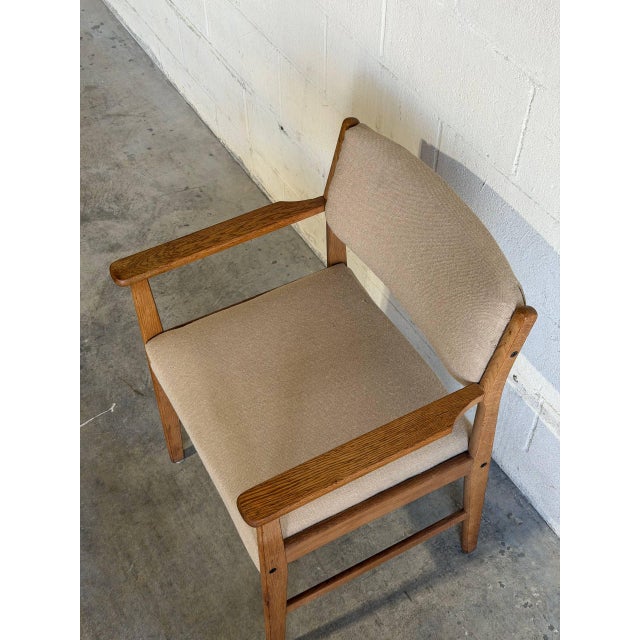 Oak Armchair With Upholstered Seat Danish Mid-Century Modern Vintage For Sale - Image 10 of 11