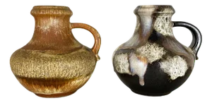 German Multi-Color Pottery Fat Lava Vases from Scheurich, 1970s, Set of 2