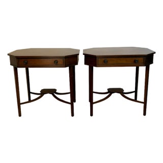 1970s Kittinger Buffalo Mahogany Octagonal End Tables, Pair For Sale