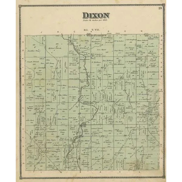 Antique map titled 'Dixon'. Original antique map of Dixon, Ohio. This map originates from 'Atlas of Preble County Ohio' by...