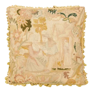 French 19th Century Needlepoint Tapestry Pillow