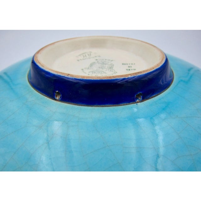 Light Pink French Emaux De Longwy Chinoiserie Footed Bowl Decorated by Albert Kirchtetter For Sale - Image 8 of 11