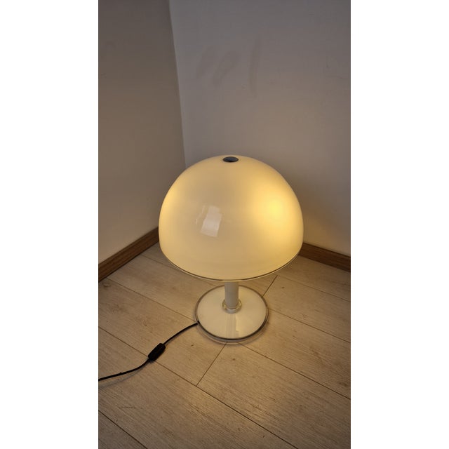 White Large Table Lamps in Milk Glass and Transparent Glass with Adjustable Lampshade from Vistosi Murano, 1960s, Set of 2 For Sale - Image 8 of 18
