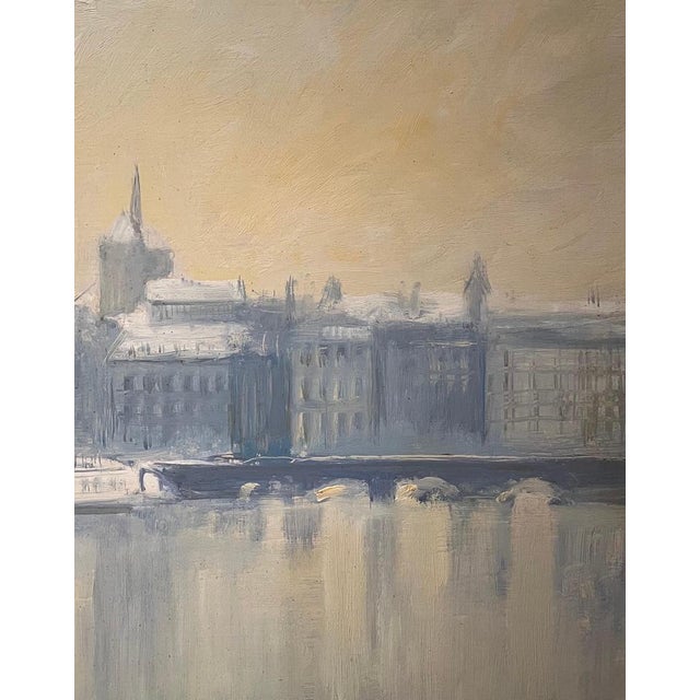 Claude Sauthier, Mont-Blanc Quay, Oil on Wood, 1970s For Sale - Image 4 of 11