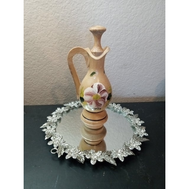 1980s 1980s Gorgeous Hand Painted Wooden Cruet W/ Stopper For Sale - Image 5 of 6