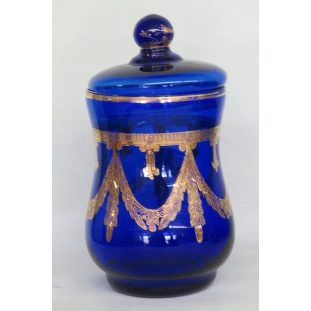 Arte Italica Medici Cobalt Blue and Gold Glass Biscuit Cookie Jar With Lid For Sale - Image 11 of 13