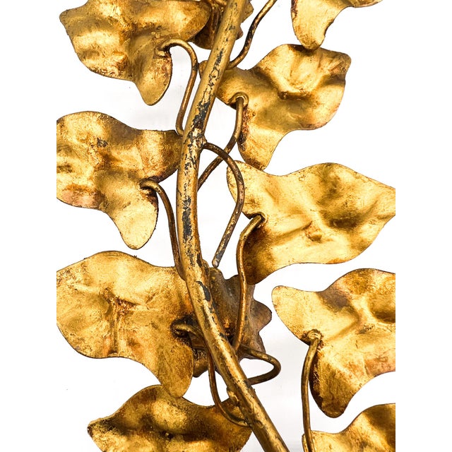 Metal Mid-Century Italian Gilt Metal Ivy Wall Sconce – Hollywood Regency / Italian Florentine For Sale - Image 7 of 10