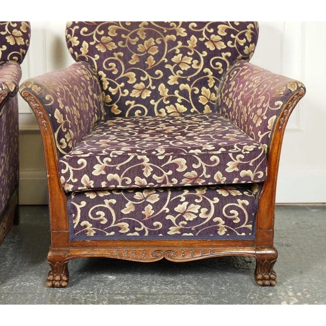 Victorian Fabric Bergere Suite Sofa and Armchairs, Set of 3 For Sale - Image 16 of 17