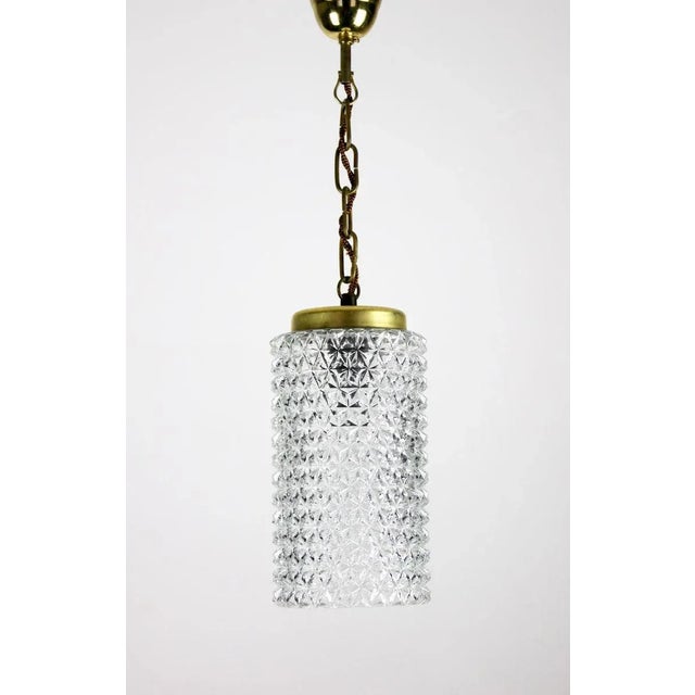 Crystal Glass Pendant Lamp, 1960s, in Very Good conditions. Designed 1960 to 1969 Up to 250V (Europe/UK Standard).The...