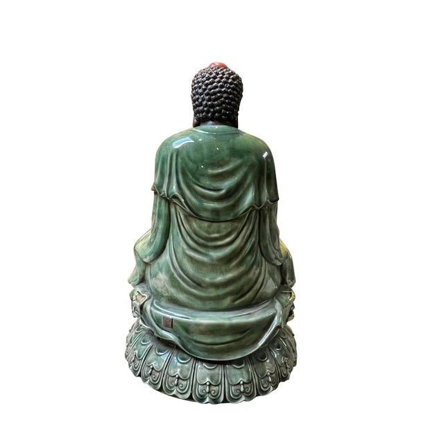 Chinese Rustic Ceramic Sitting Meditation Shakyamuni Buddha Statue For Sale - Image 4 of 7