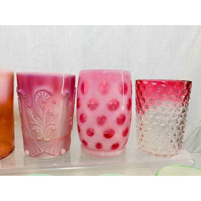 1930s Rare Antique Circa 1930s Art Glass Tumblers Set of 8 For Sale - Image 5 of 11