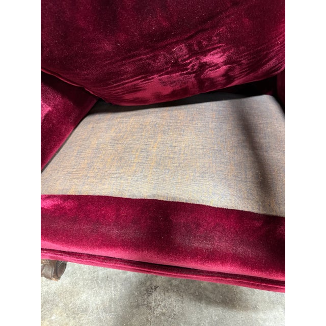 Deep Red Maroon Mohair Armchair Claw Feet For Sale In Richmond - Image 6 of 12