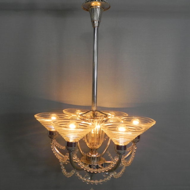 Art Deco Hanging Lamp by G. Leleu, 1930s For Sale - Image 12 of 18