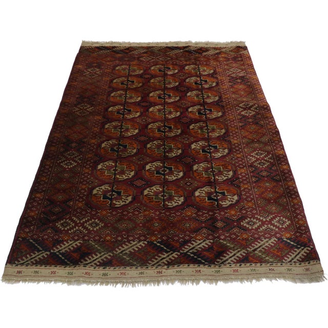 Mid-Century Modern Antique Persian Baluchi Bokhara Rug - 03'06 X 05'00 For Sale - Image 3 of 9