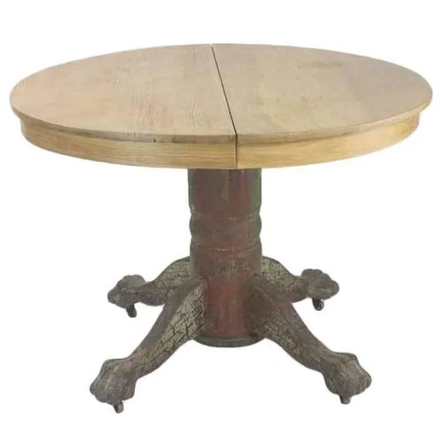 American Classic Oak 42 Round Ball Claw Dining Extension Table
