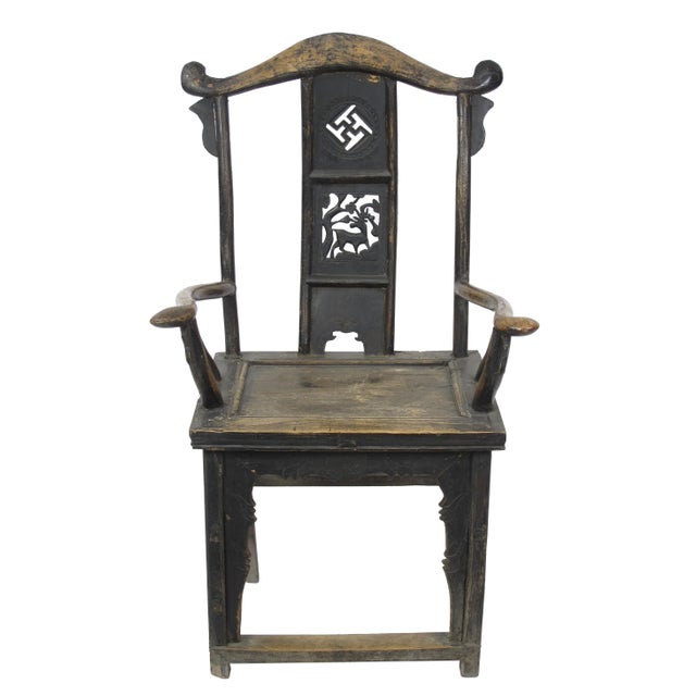 Antique Chinese Armchair With Carved Backs - a Pair For Sale - Image 4 of 10