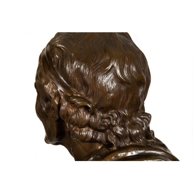 French Antique Bronze Sculpture “Bust of Voltaire” After Jean-Antoine Houdon For Sale - Image 18 of 18