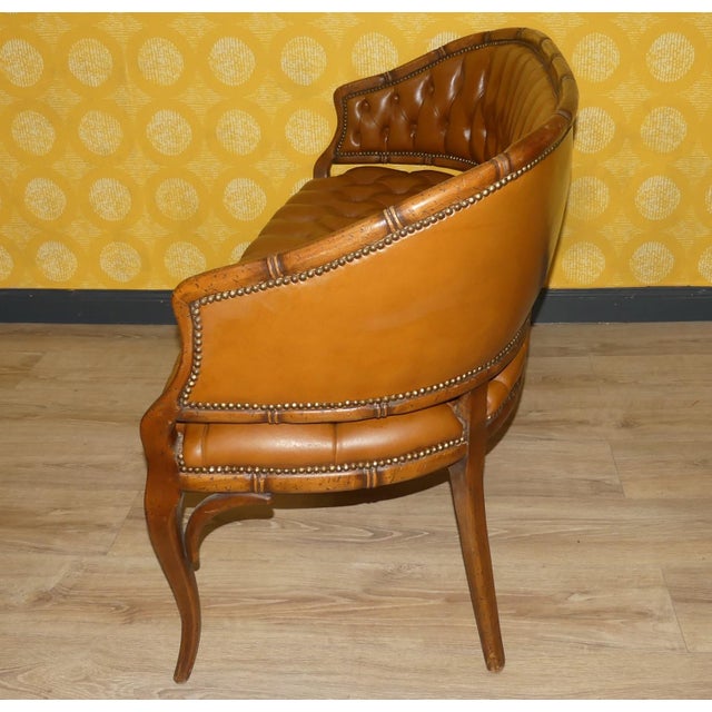 Brown Vintage Chesterfield Style Leather Caramel Two-Seater Sofa, 1960s For Sale - Image 8 of 13