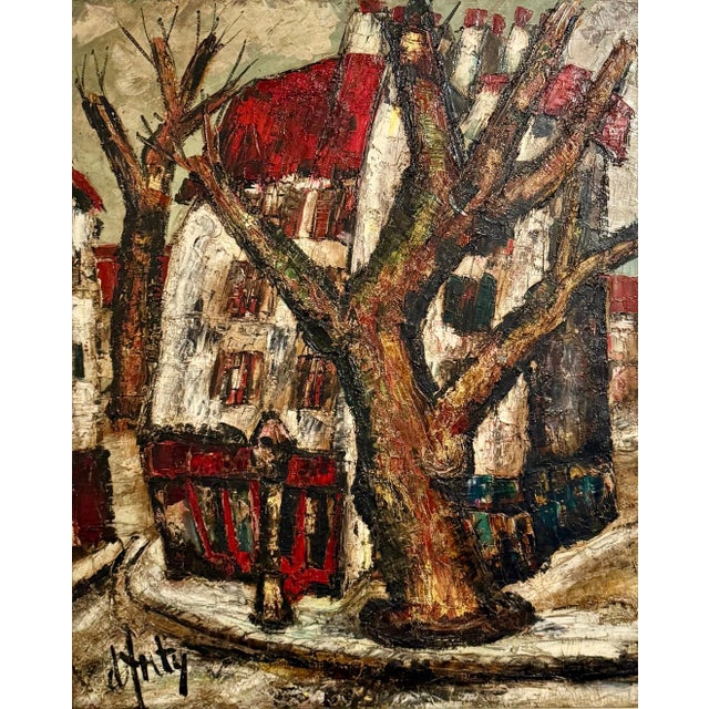 Henri d'Anty, French Modernist Large Paris Street Oil Painting Expressionist Henry D'anty, c.1960's For Sale - Image 4 of 13
