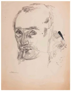 Mino Maccari, Self Portrait, Drawing, Mid-20th Century