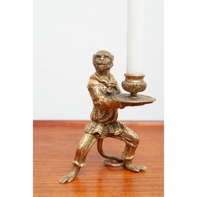 Monkey Candlesticks in Brass in Singerie Style, Set of 2 For Sale - Image 10 of 10