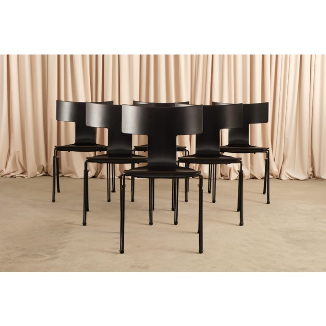Black Vintage Ebonized Anziano Chair Attributed to John Hutton for Donghia, Set of 6 For Sale - Image 8 of 13