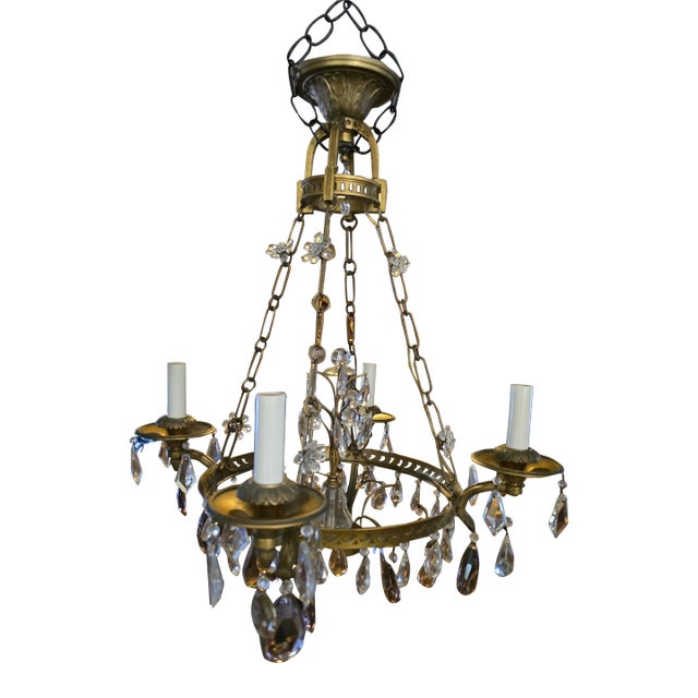 Antique Bronze Crystal Maison Bagues Style Chandelier For Sale