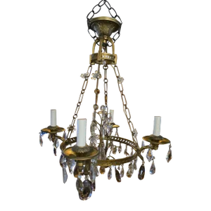 Antique Bronze Crystal Maison Bagues Style Chandelier