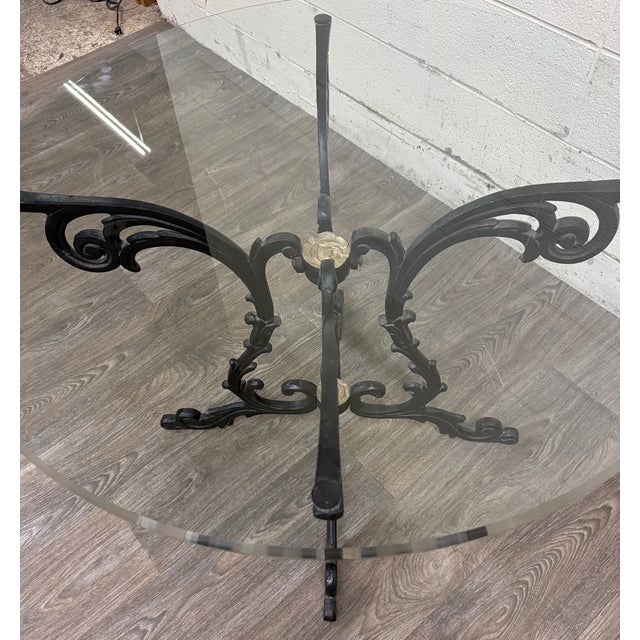 Vintage Hollywood Regency Style Wrought Iron and Glass Center Breakfast Table For Sale - Image 12 of 12