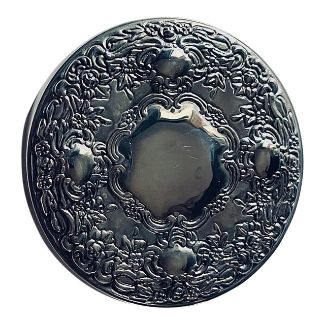 Vintage Scrollwork Silverplate Hand Mirror For Sale