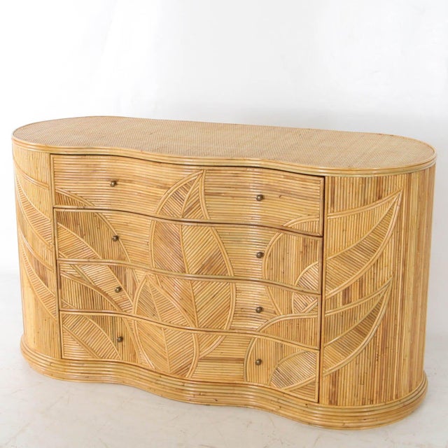 Curved Rattan Chest of Drawers For Sale - Image 3 of 18