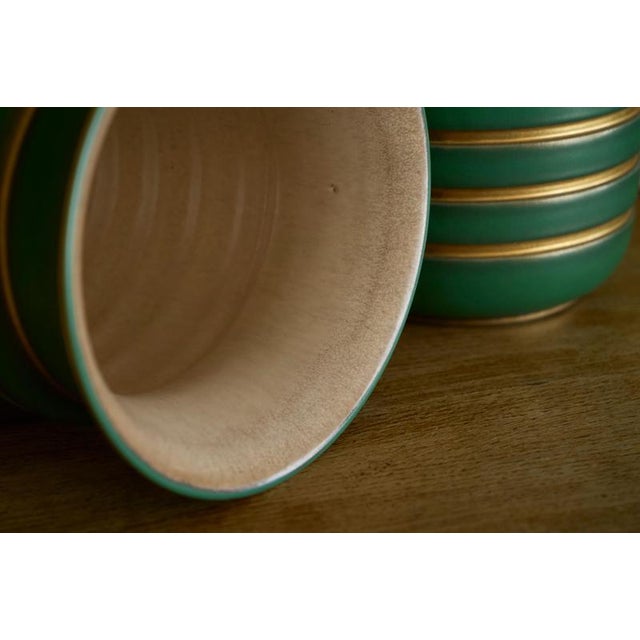 Gold Art Deco Green and Gilt Vases from Villeroy & Boch, Luxembourg 1930s, Set of 2 For Sale - Image 8 of 10