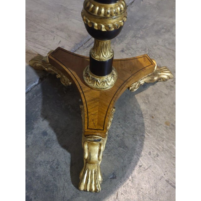 Chippendale Baker Furniture Stately Homes Regency Ebonized and Giltwood Pedestal Side Table For Sale - Image 3 of 8