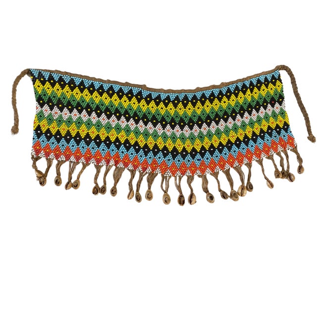 Green Tribal Ceremonial Skirt Kirdi Beaded Cache Sex Pikuran Cameroon For Sale - Image 8 of 11