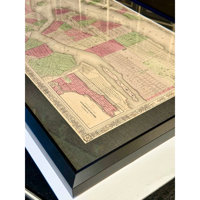 Traditional New York City & Brooklyn Map by Johnson, Framed (Circa 1864) For Sale - Image 3 of 3