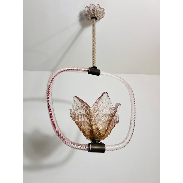 Hollywood Regency Murano Glass Chandelier by Barovier & Toso, Italy, 1940s For Sale - Image 3 of 10