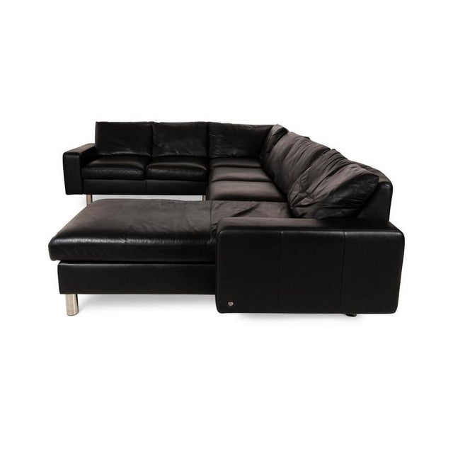 Black E200 Leather Corner Sofa from Stressless For Sale - Image 8 of 10