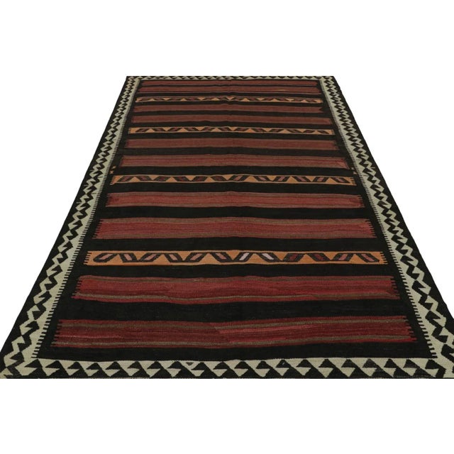Tribal 1950s Vintage Afghan Tribal Kilim Rug With Rich Stripes For Sale - Image 3 of 7