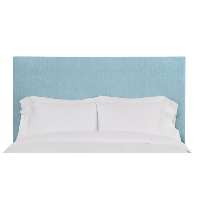 Hadley King Headboard, Mosaic Blue Linen For Sale