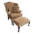 Vintage American Upholstered Queen Anne Wingback Chair, Footstool, and Pillow For Sale