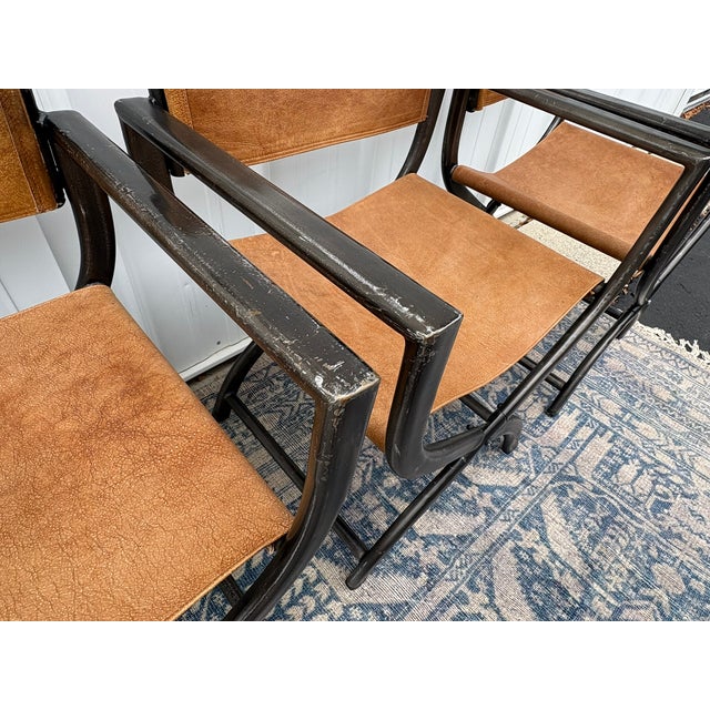 Restoration Hardware 1970s French Director's Dining Chairs | Set of 5 | Chestnut Leather Set of 5 Good Pre-Owned Condition...