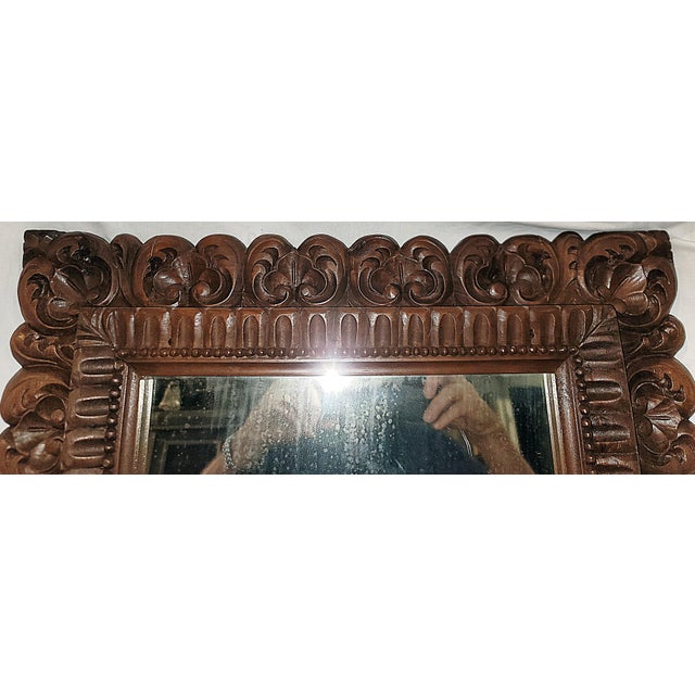1940s 1940s Hand Carved Mahogany Mirrors, a Pair For Sale - Image 5 of 7