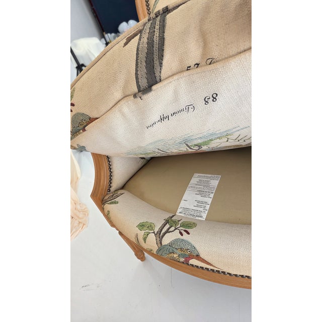 1980s French Louis XVI Style Armchair With Upholstered Bird Tapestry Fabric For Sale In Dallas - Image 6 of 15